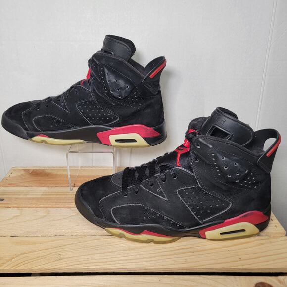 Nike Air Jordan 6 Retro Varsity Red Mens Hi-Tops Black Suede - Size 7.5 - Picture 1 of 6